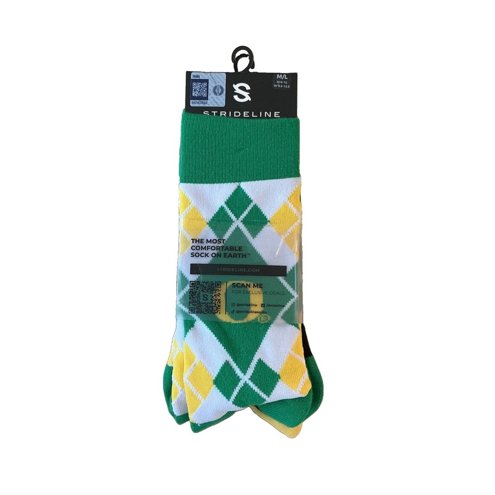 Strideline 3 Prs University of Oregon Ducks Socks Mens Premium Comfort SZ 8-12